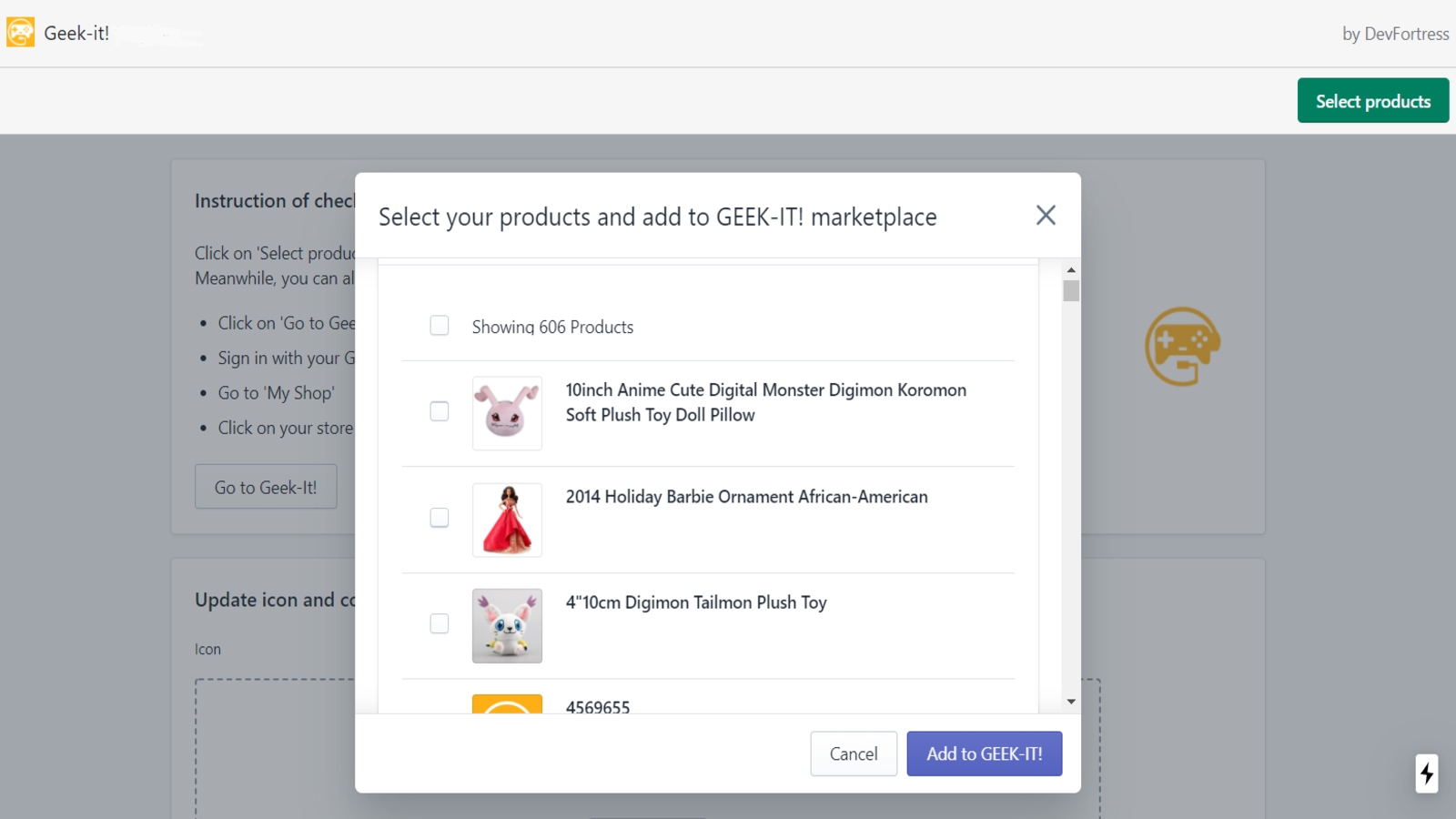 Selecteer producten om te verkopen op Geek-it! Marktplaats