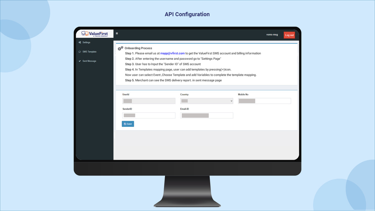 API configuratie instellingenpagina