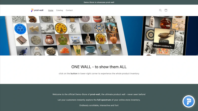 prod-wall offers a simple launch button for your storefront