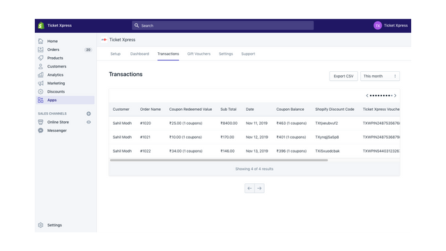 Ticket Xpress Transactions