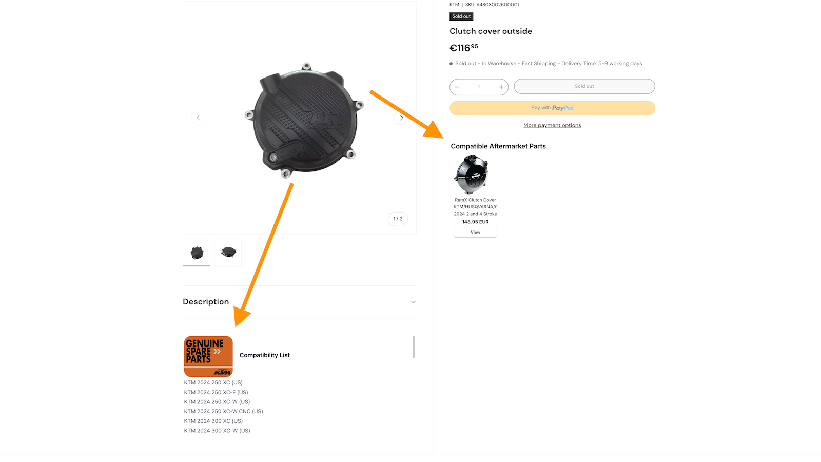 KTM Parts Finder Connector Screenshot