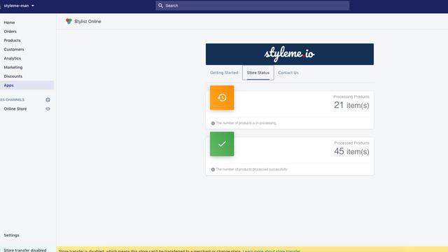 Vue administrateur du statut d'assortiment