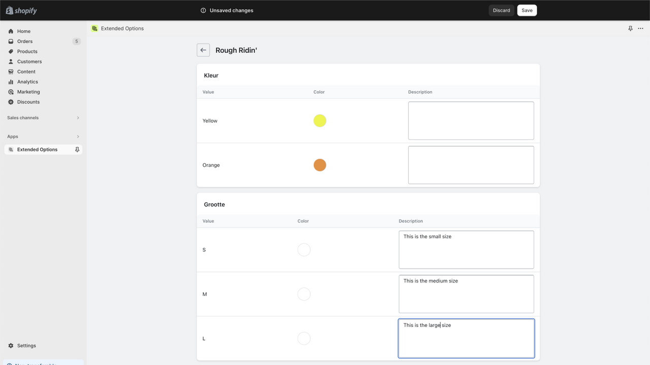 Interfaz de producto de OWOW Options