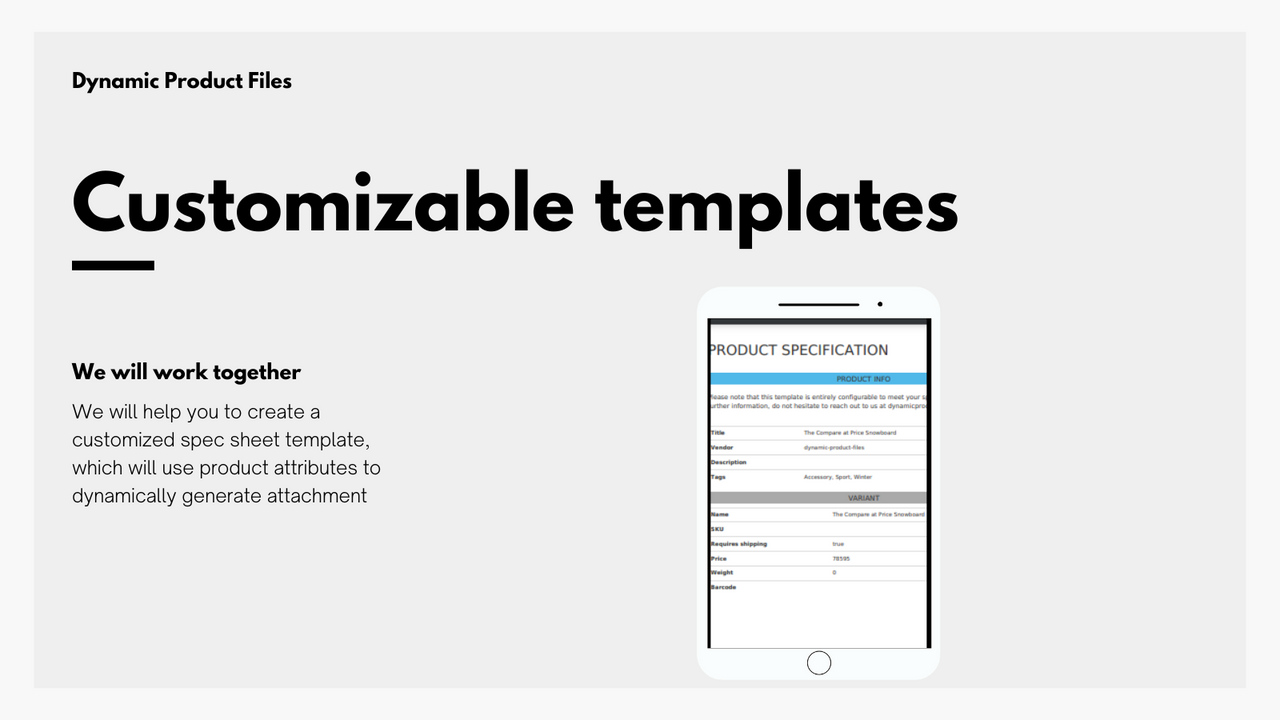 We will help you to create a spec sheet template