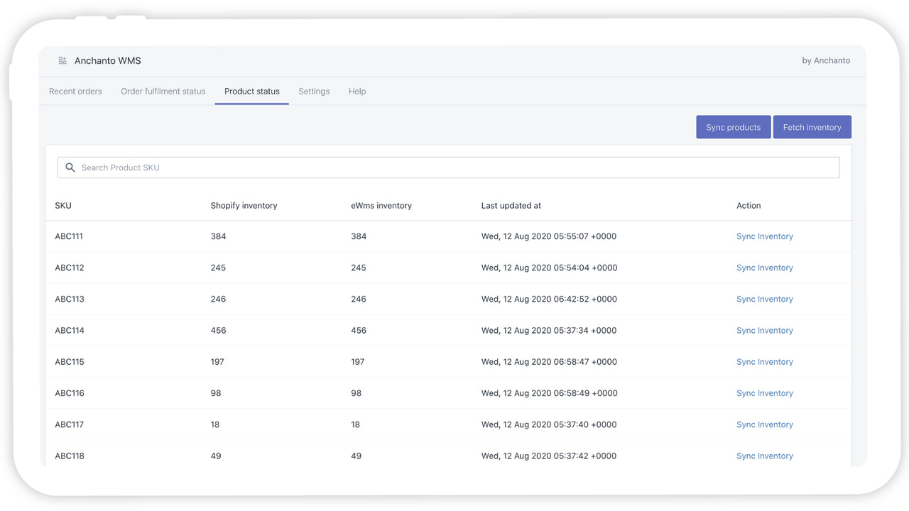 Check Inventory sync status