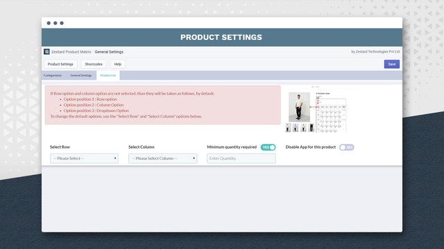 Product detail configuratie instellingen