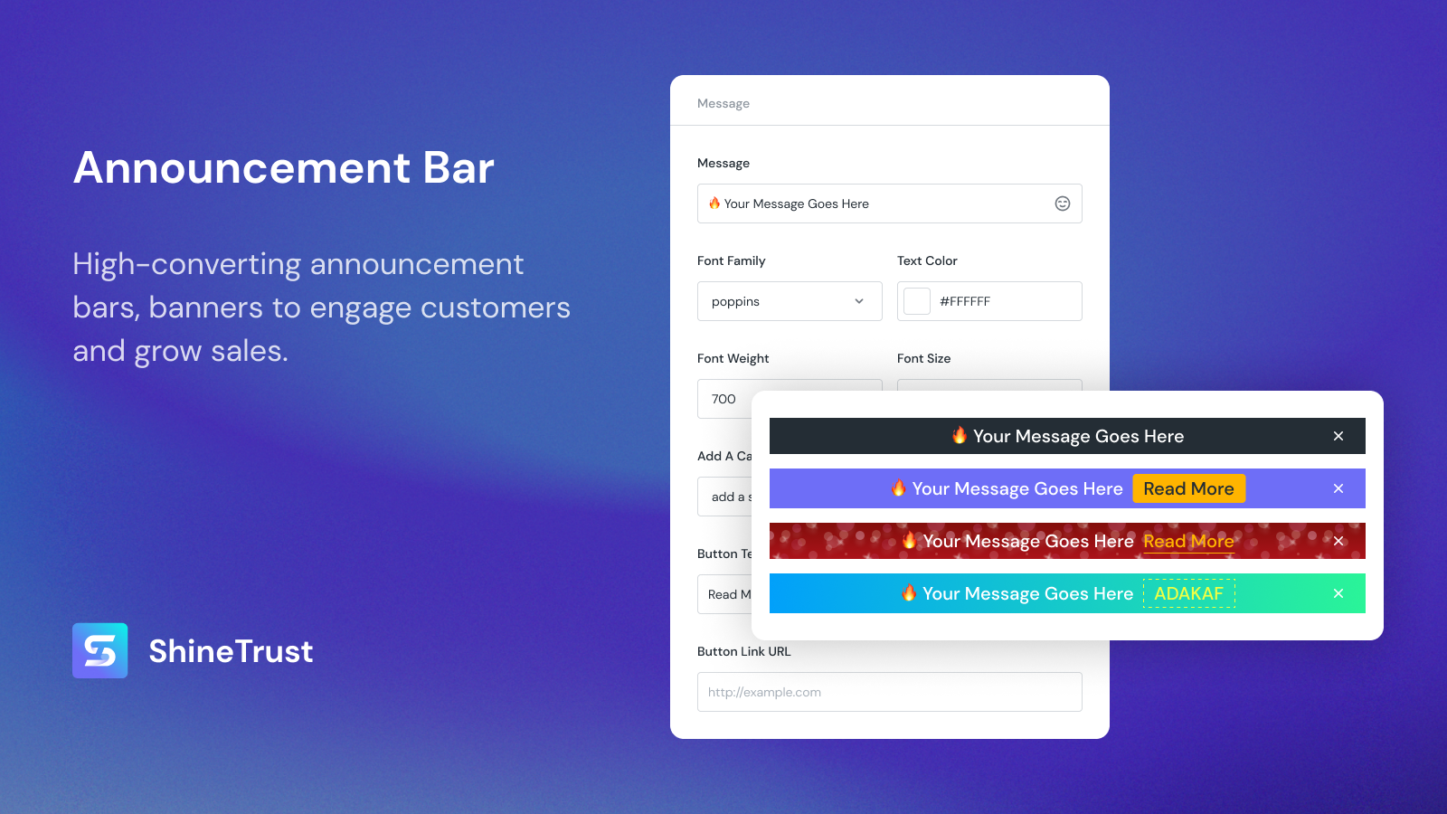 announcement bar | product labels & badges shine