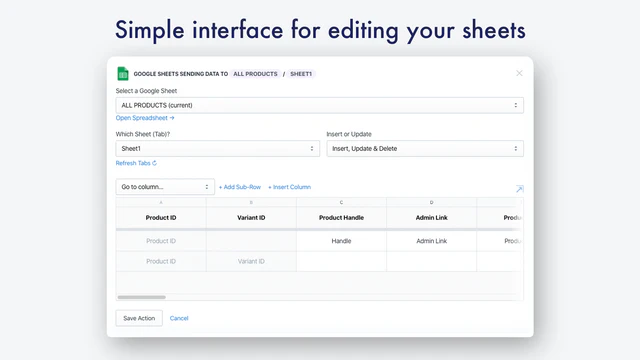 Eenvoudige interface voor het beheren van uw Google Sheet