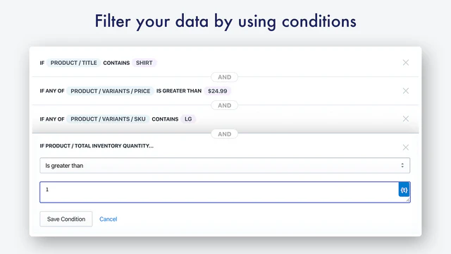 Filtrer data ved hjælp af betingelser