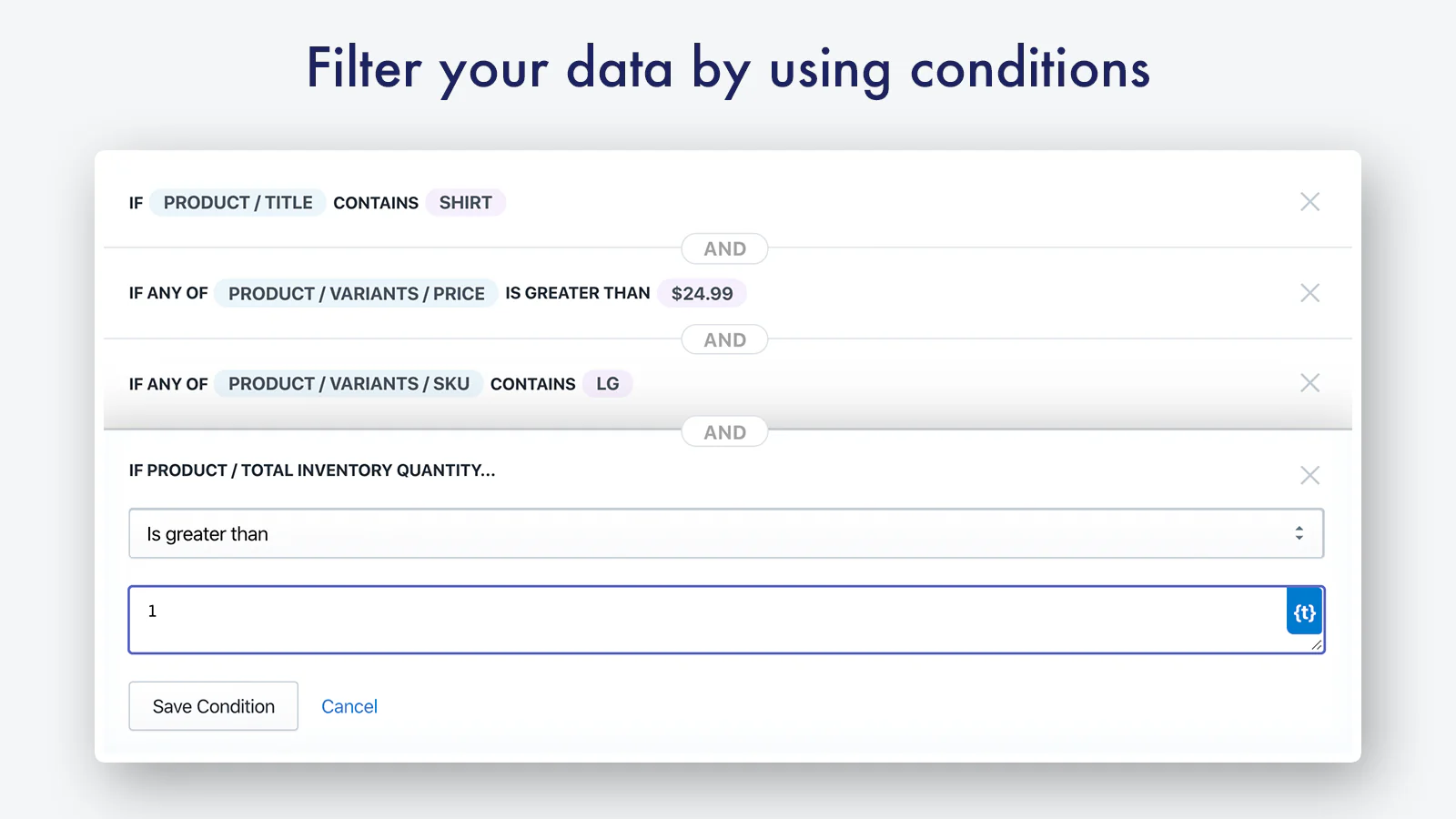 Filtrera data genom att använda villkor