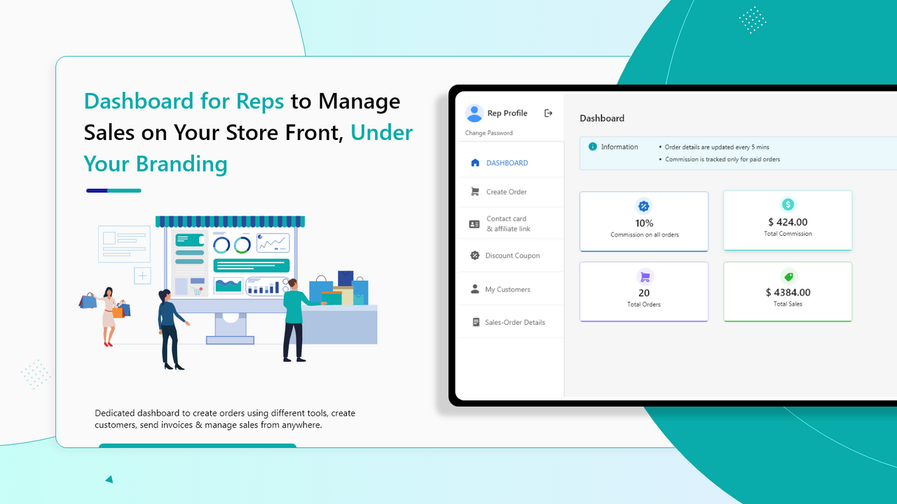 Verkoopvertegenwoordiger back-office dashboard