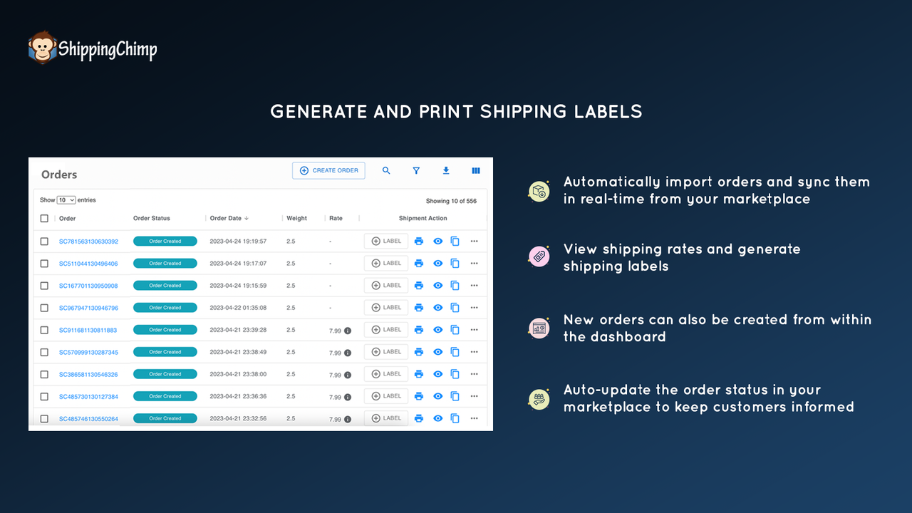 Genereer en print verzendlabels