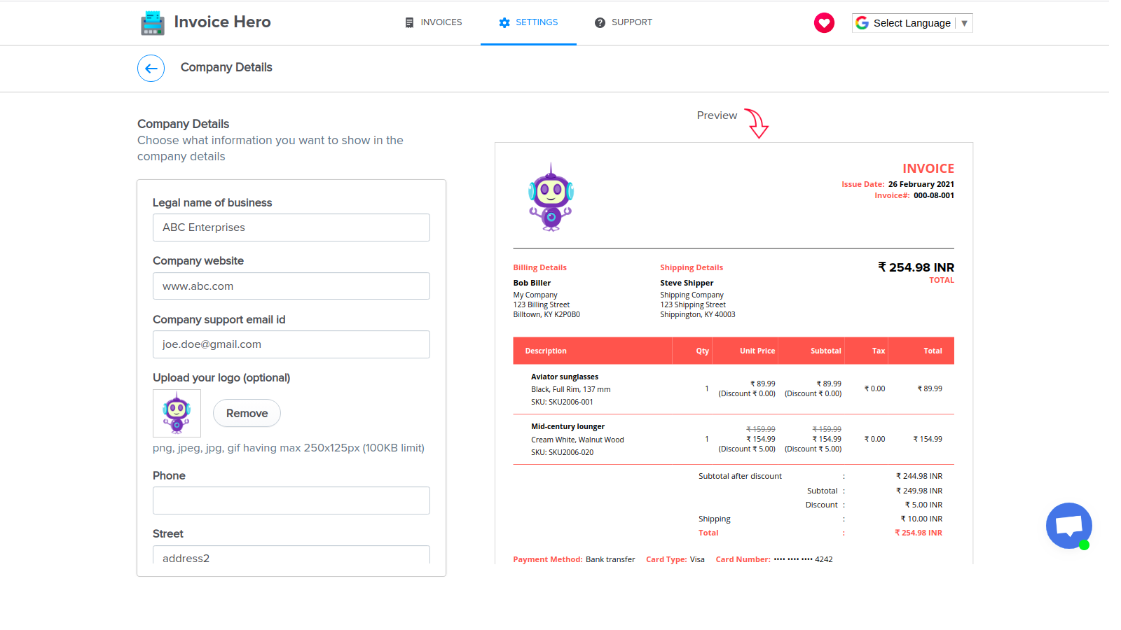 Invoice Hero PDF Screenshot