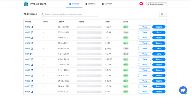 Invoice Hero PDF Dashboard Side