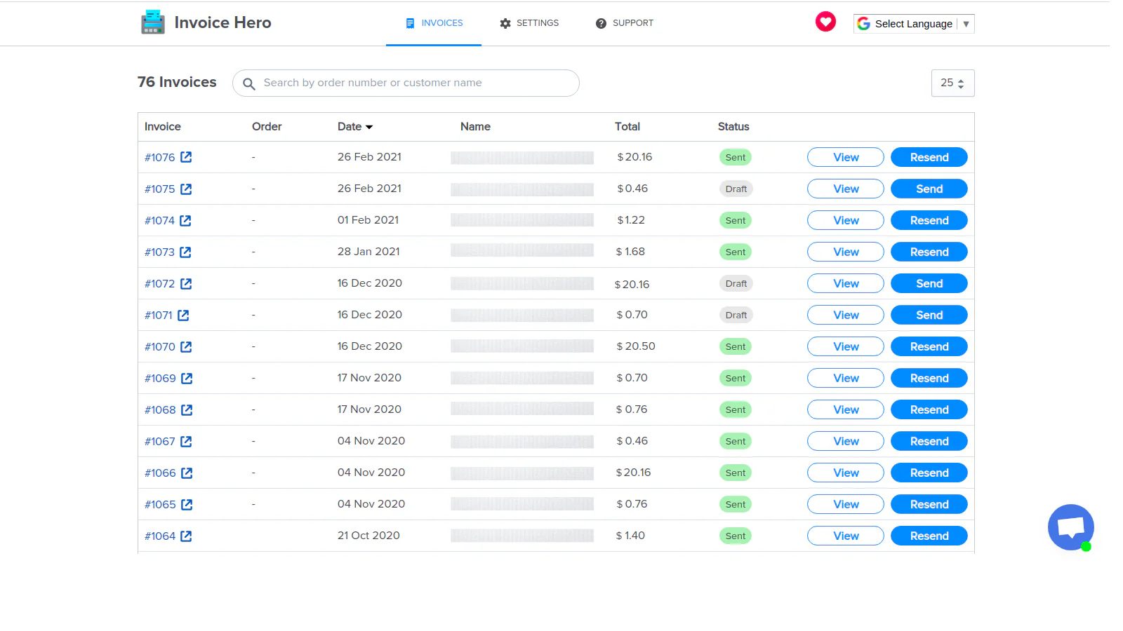 Invoice Hero Dashboard Page