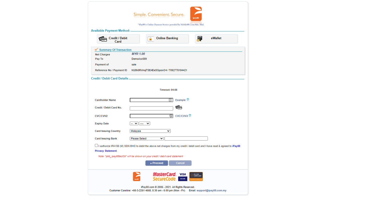 Page de paiement par carte de crédit iPay88