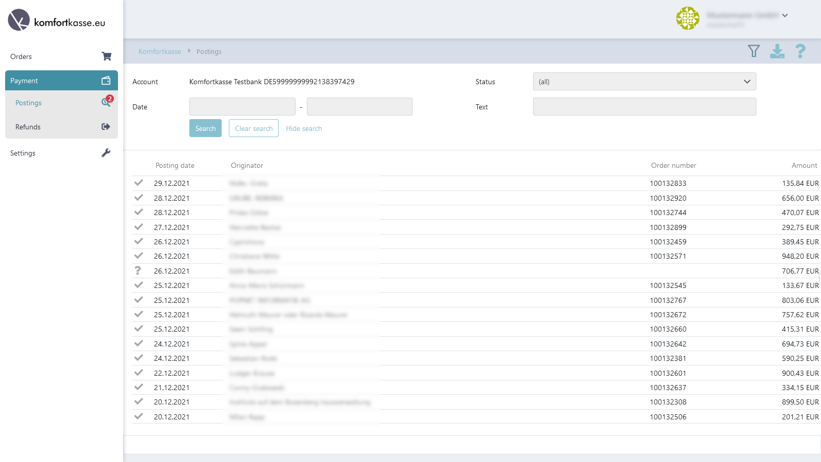 Komfortkasse offline payments - Automatically mark Bank Deposit, COD or Invoice orders as paid'