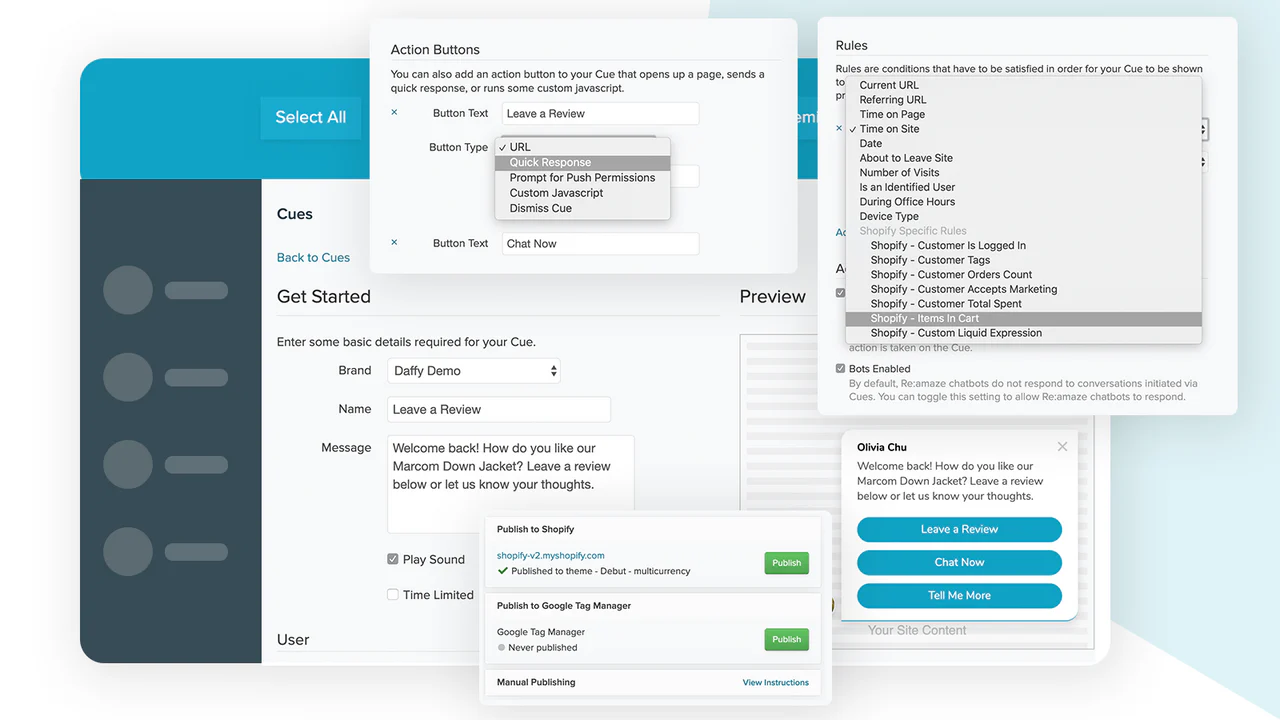 Crie mensagens automatizadas que visam clientes do Shopify.