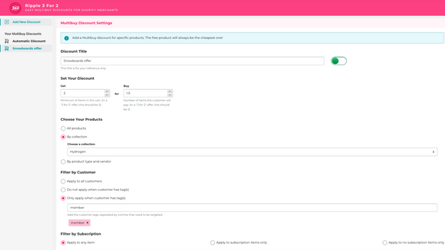 Filtrar por colección y etiqueta de cliente