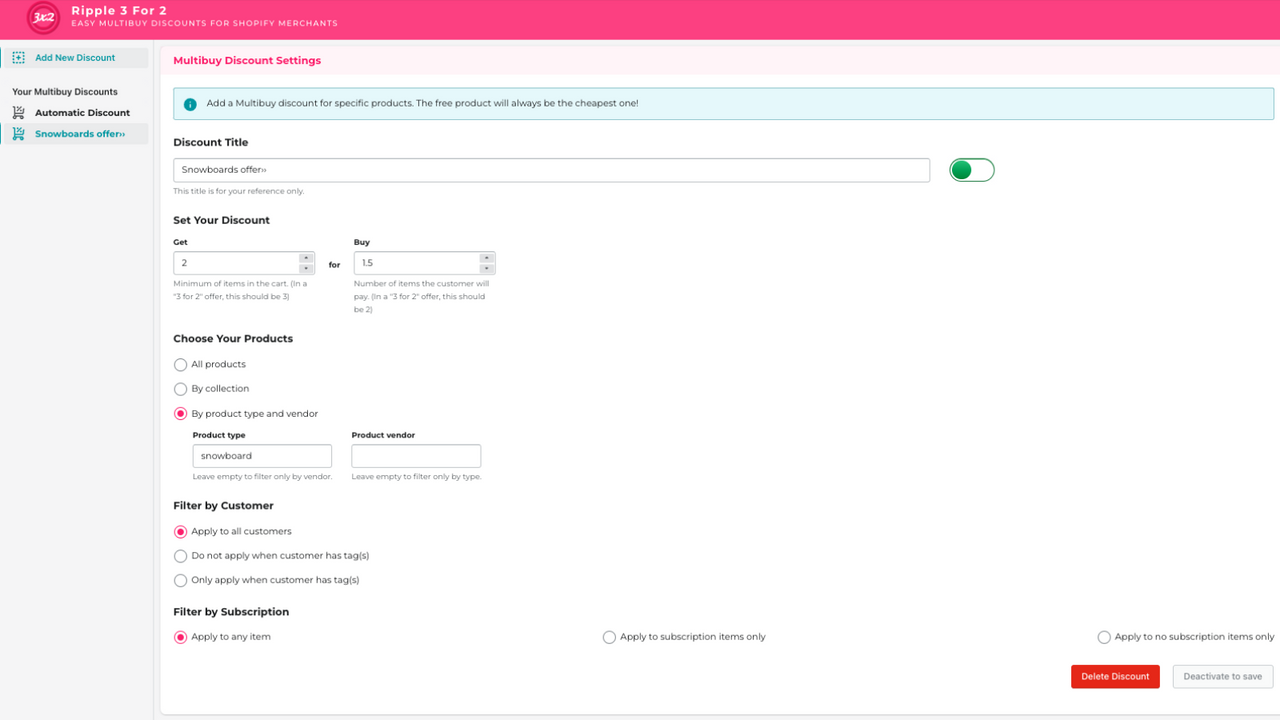 Ny rabat app dashboard