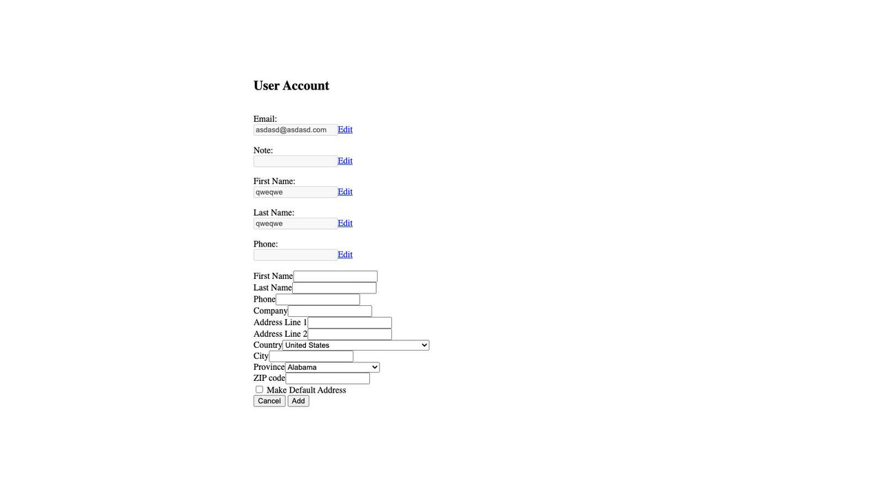 Formulaire d'ajout de nouvelle adresse