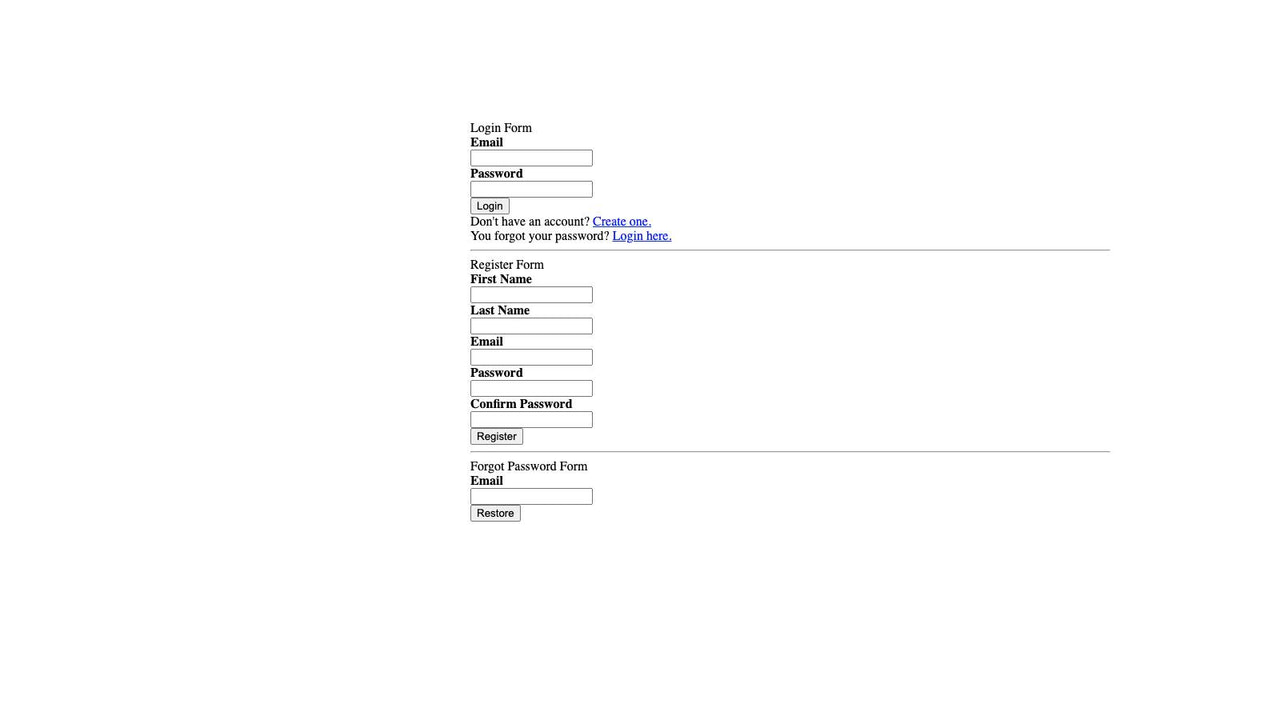 Anmelde-/Registrierungs-/Passwort vergessen-Formulare