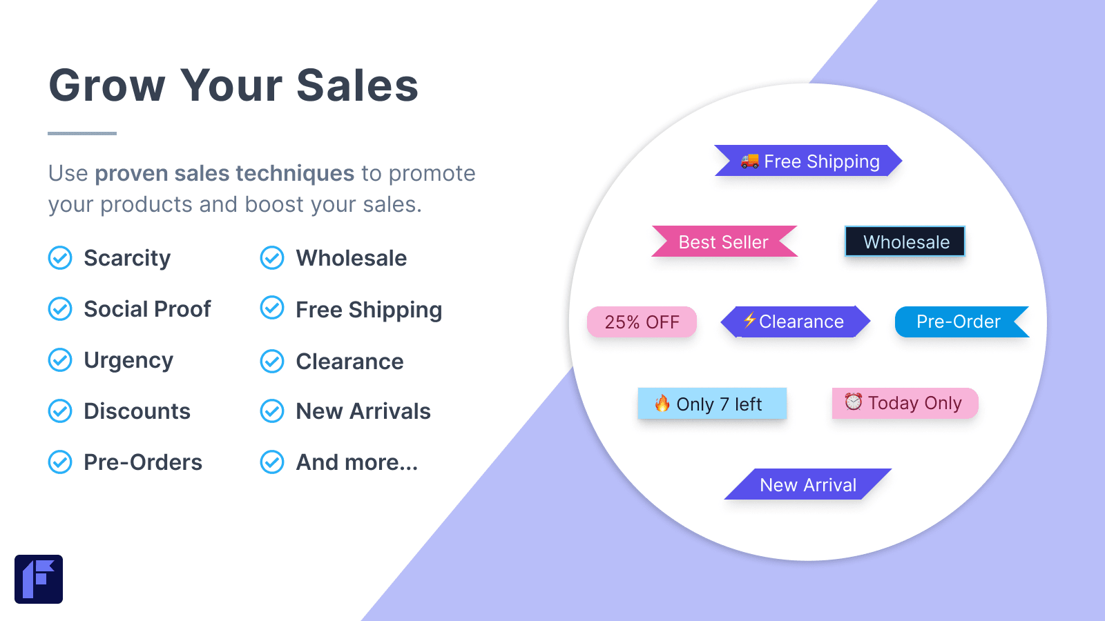 Flair Product Badges + Labels - Merchandising, product labels, countdown timers, promotions'