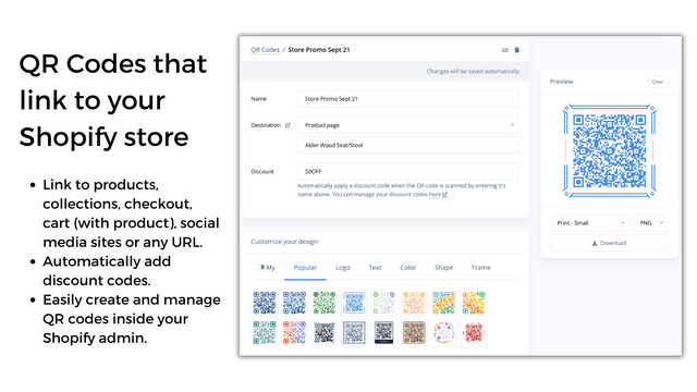 Create QR Codes that link right into your store