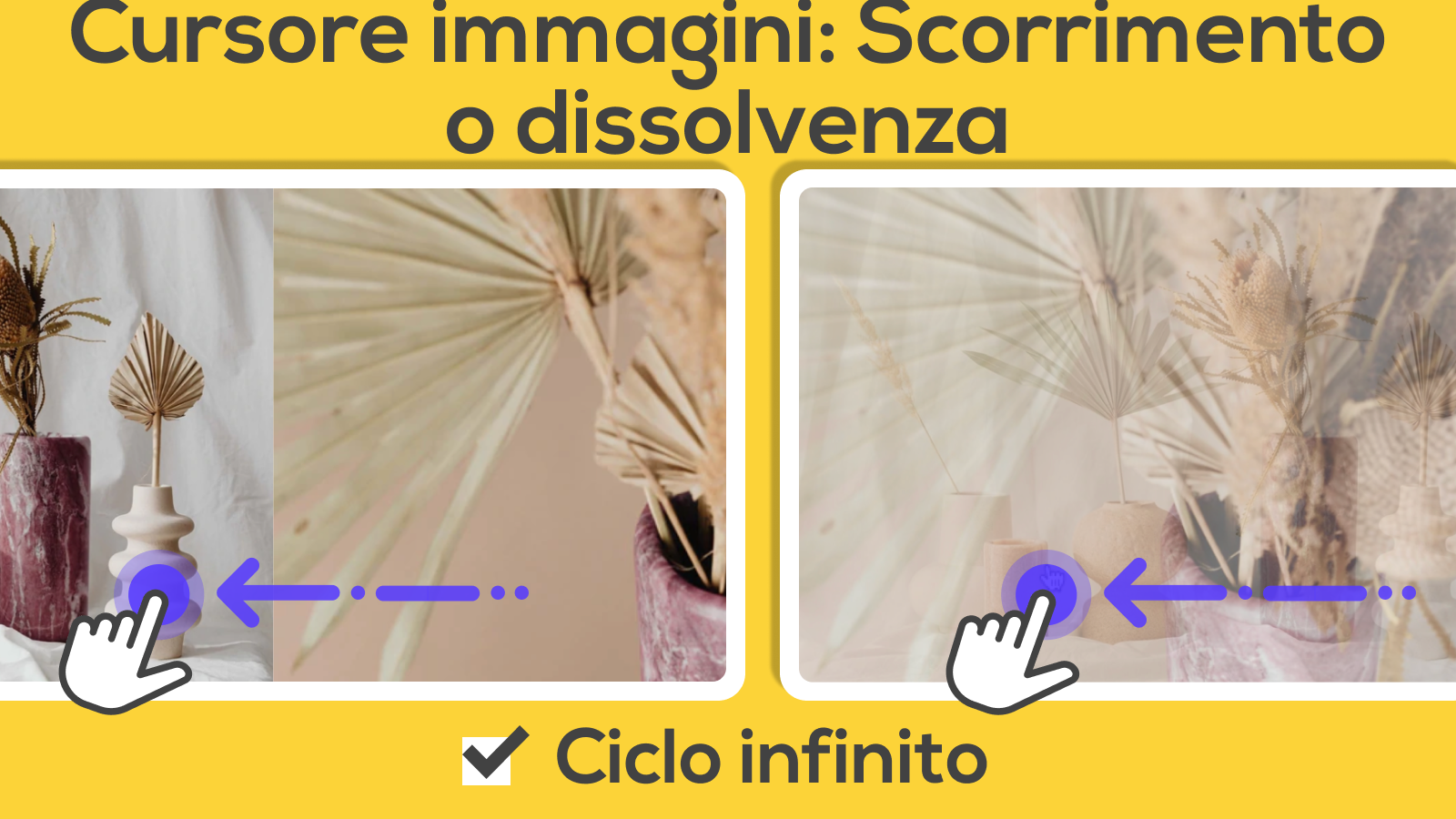 Cursore immagini: Scorrimento o dissolvenza (Ciclo infinito)