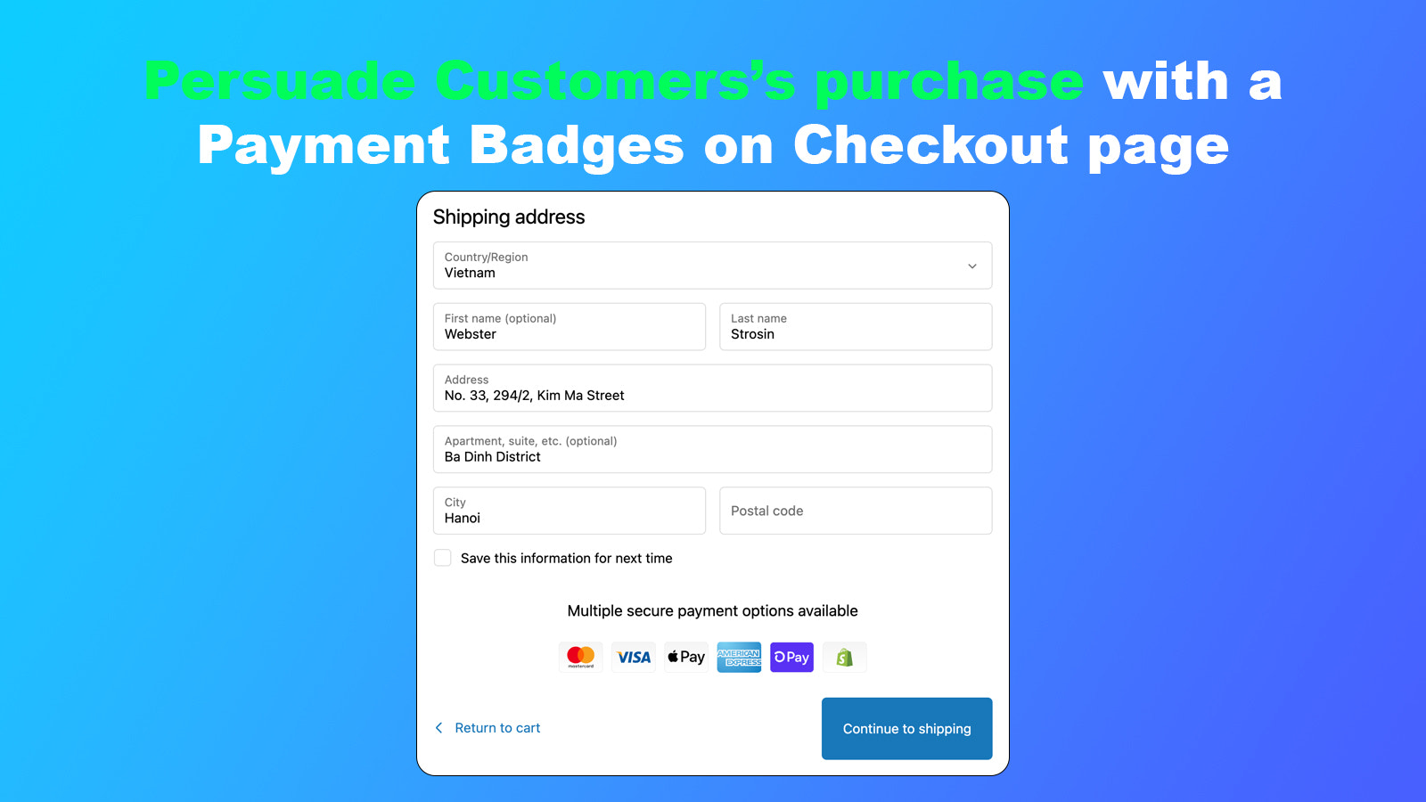 Payment badges on Checkout page
