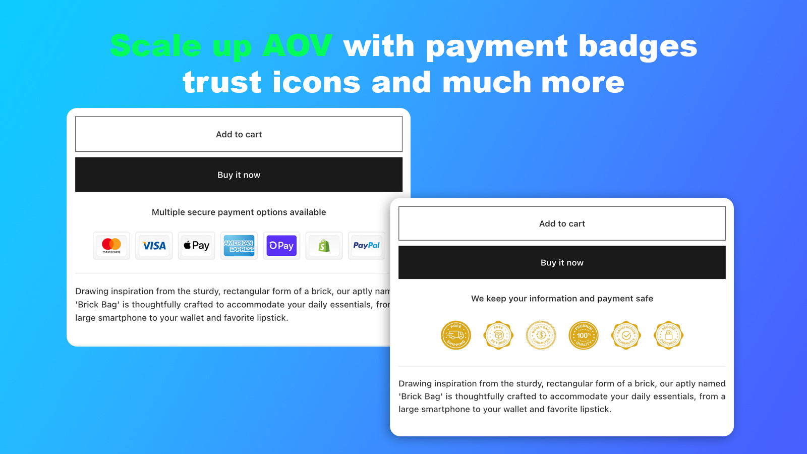 HU Trust Badges, Payment Icons Screenshot