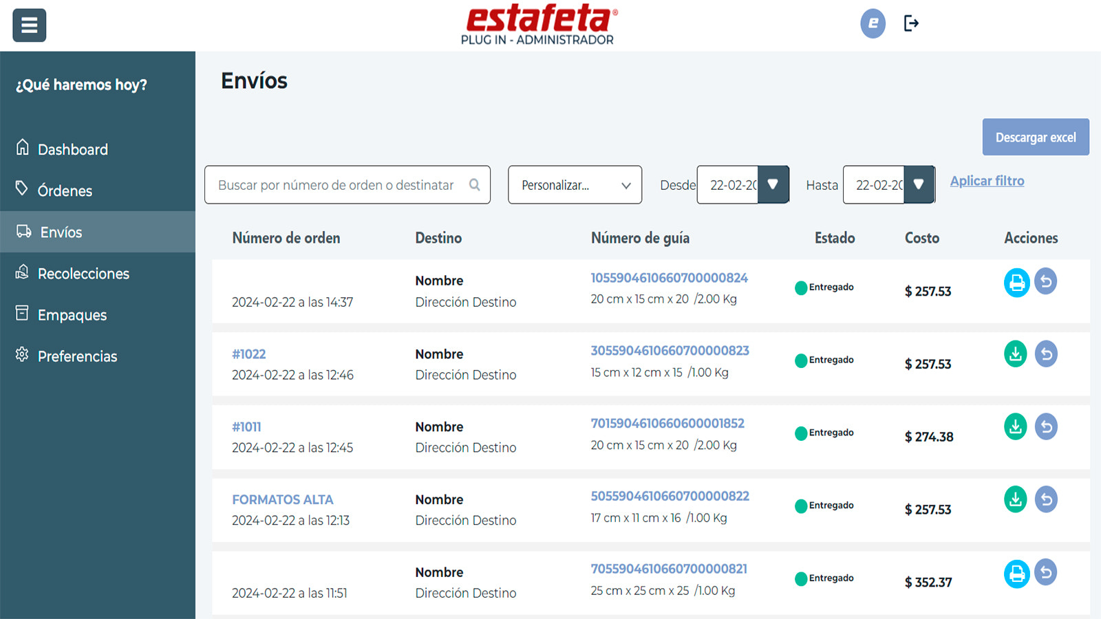 Monitor your shipment and costs