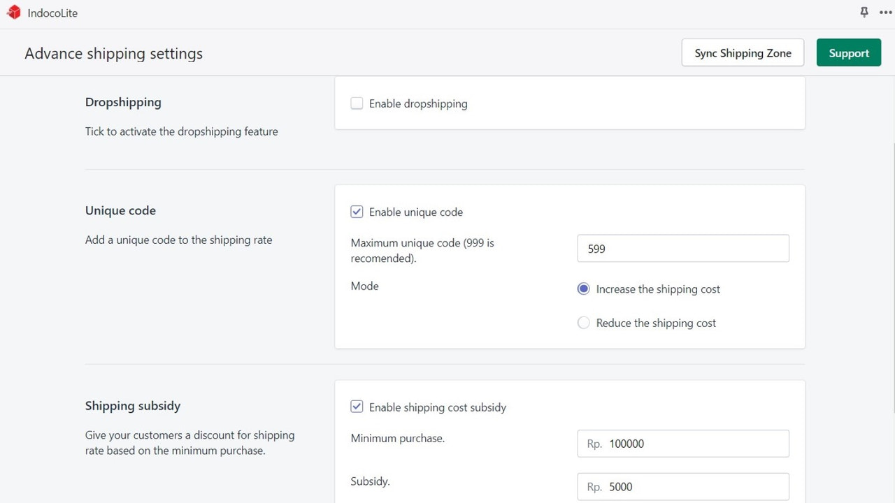 Advanced shipping rate setting