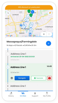 Application mobile pour conducteur avec informations client. Capture de la preuve de livraison