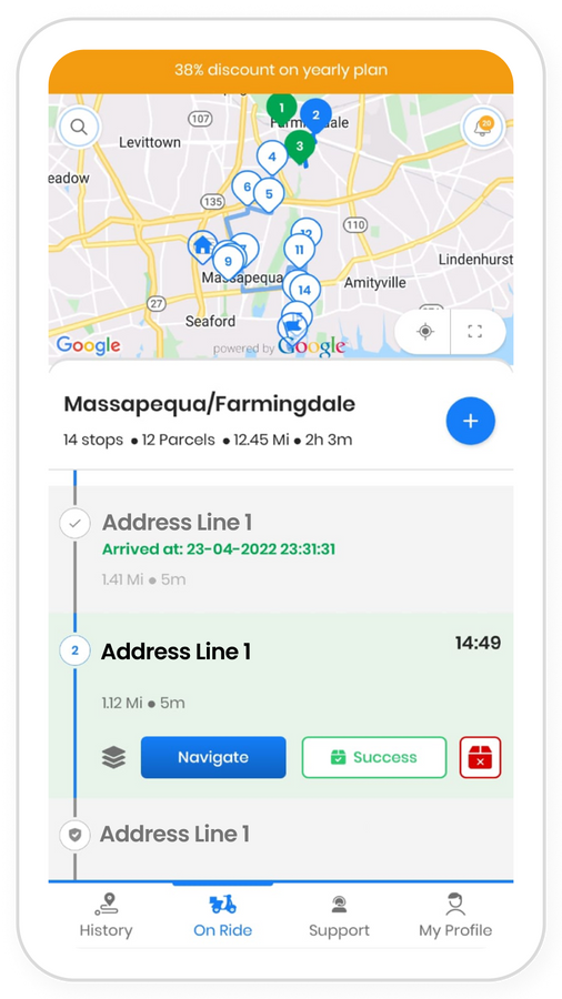 Förarens mobilapp med kundinfo. Fånga bevis på leverans