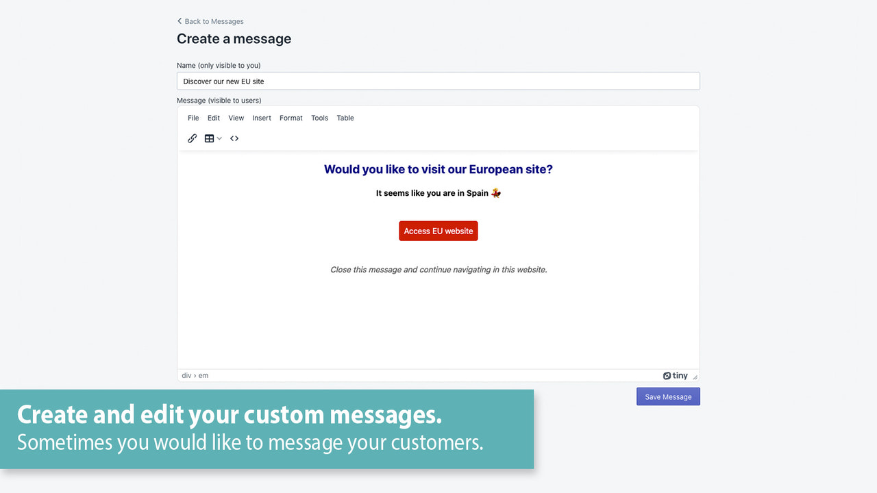 Custom messages for custom users