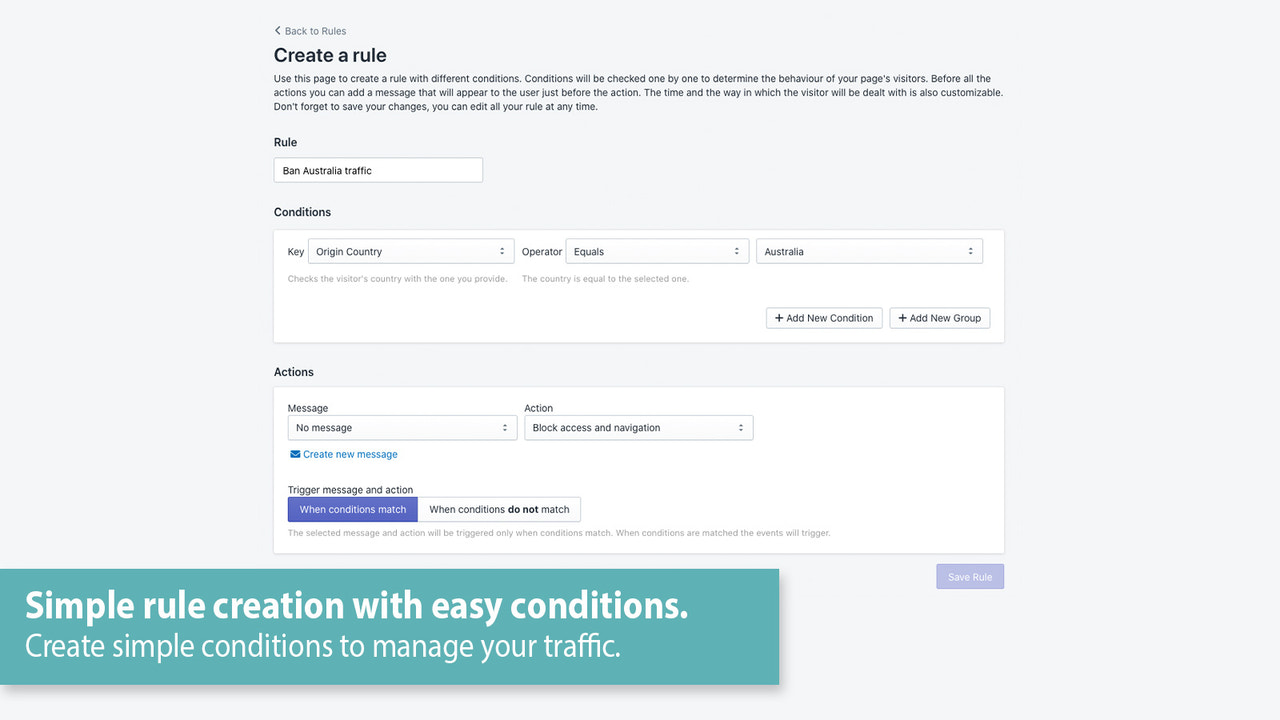 Create simple rules for your visitors