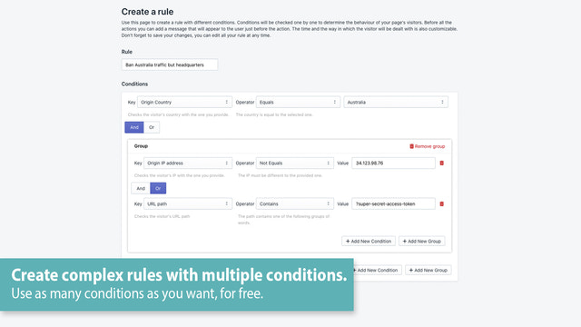 Create complex rules to ban your visitors