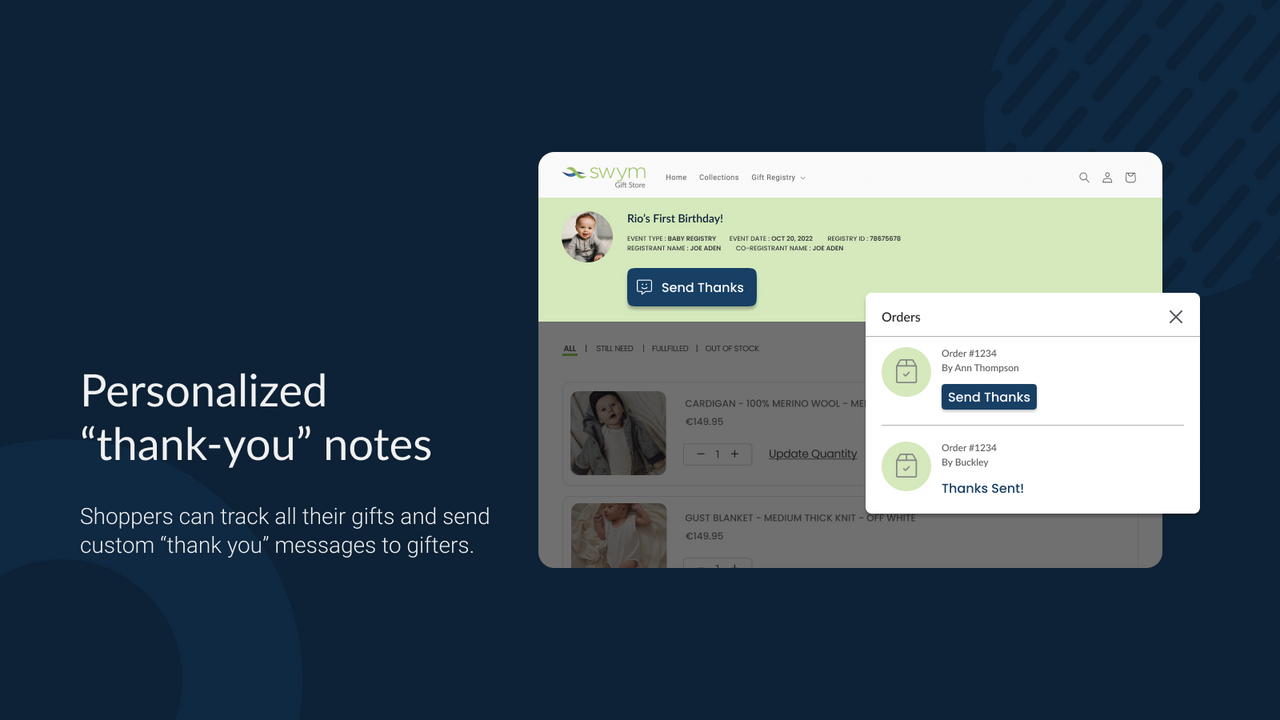 Os usuários podem enviar notas de agradecimento personalizadas