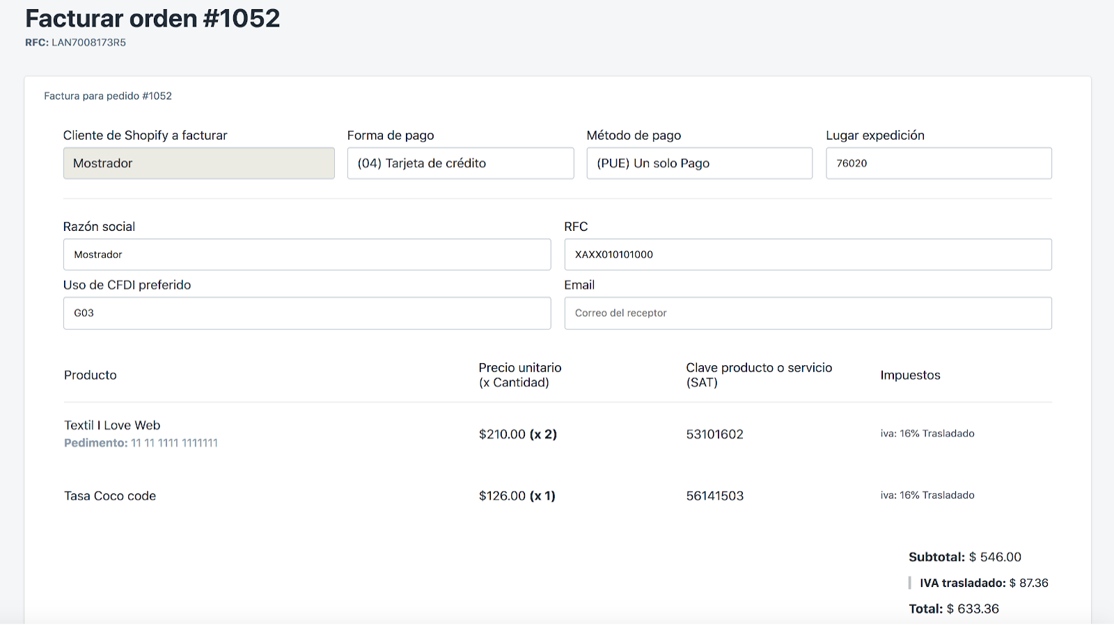 Simple invoices