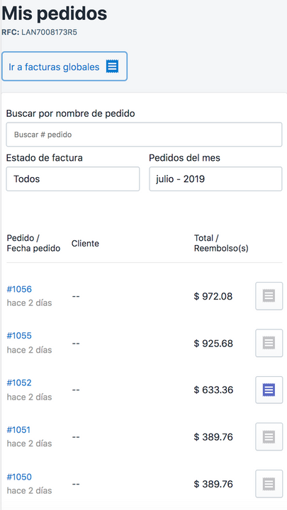 Orders associated with invoices