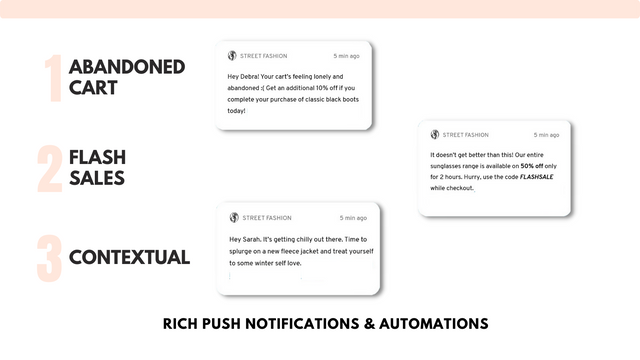 Notificaciones push ricas y automatizaciones