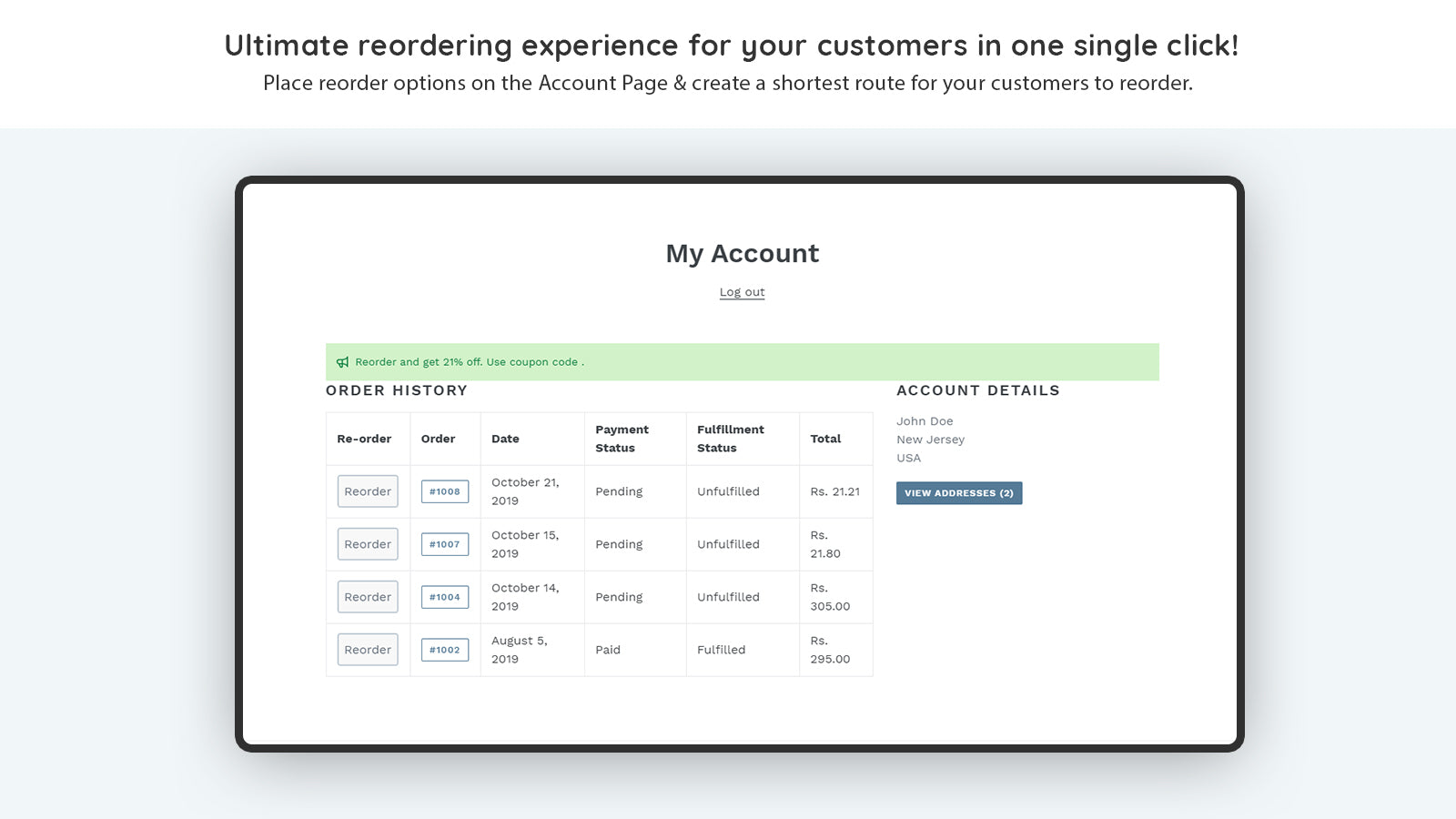 Reorder From Order History