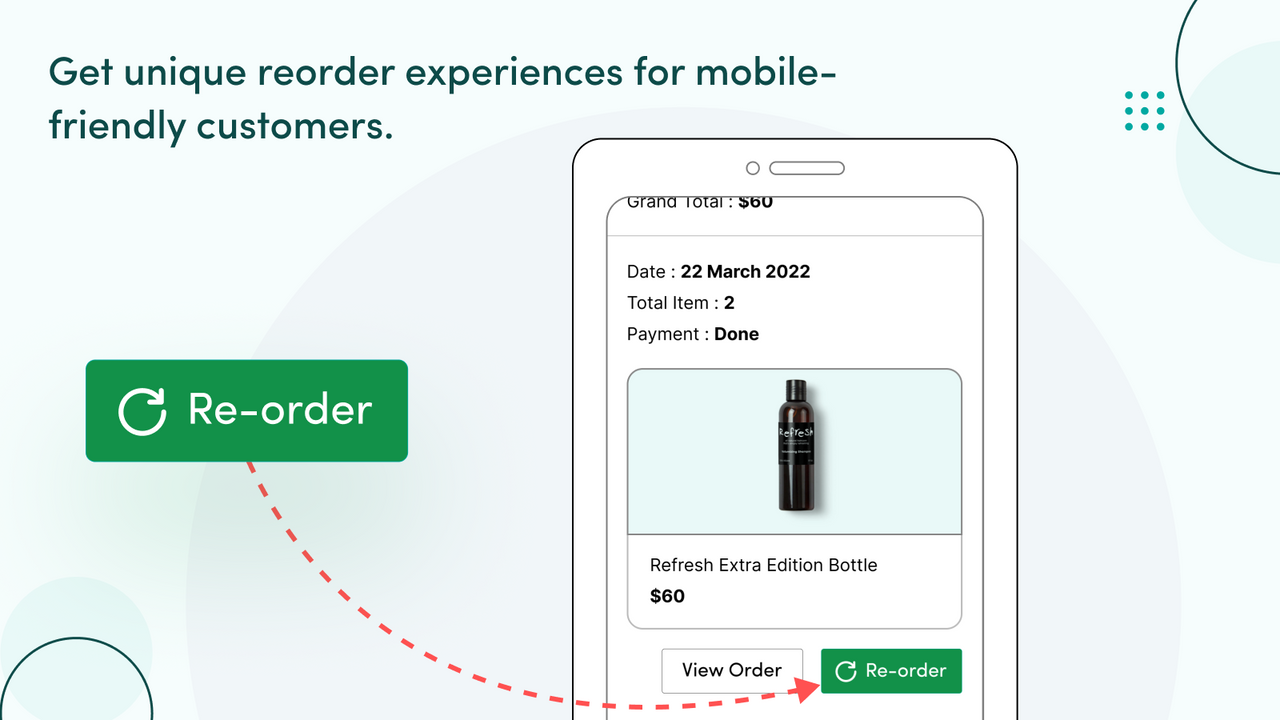 Get unique reorder experiences for mobile-friendly customers.