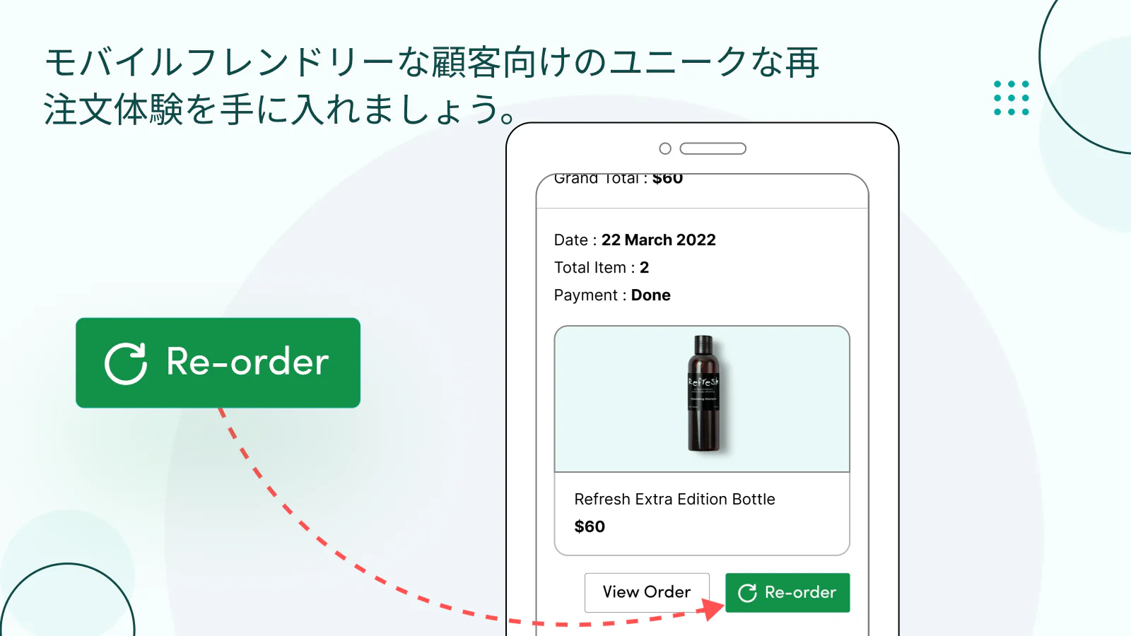 モバイルフレンドリーな顧客に対してユニークな再注文体験を提供