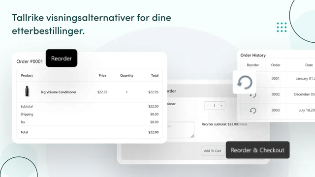 Mange visningsalternativer for dine pånyttbestillinger.