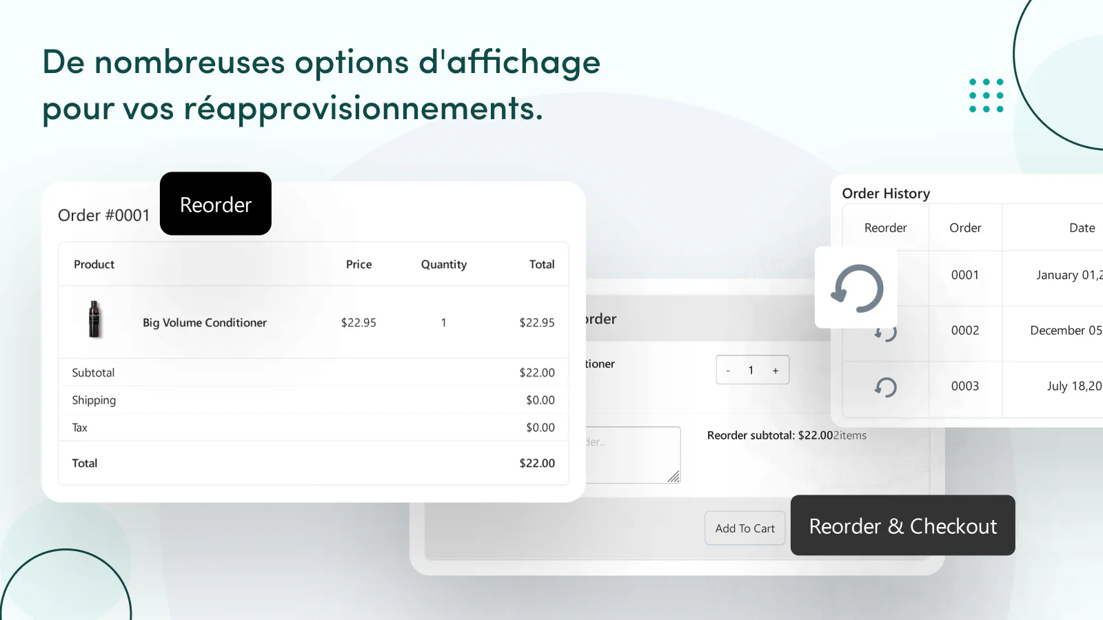 De nombreuses options d'affichage pour vos commandes répétées.