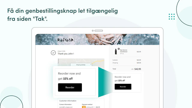 Gør din genbestillingsknap nemt tilgængelig fra "Tak".