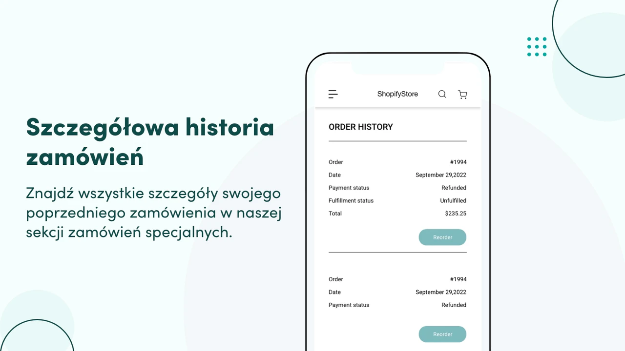 Szczegółowa historia zamówień