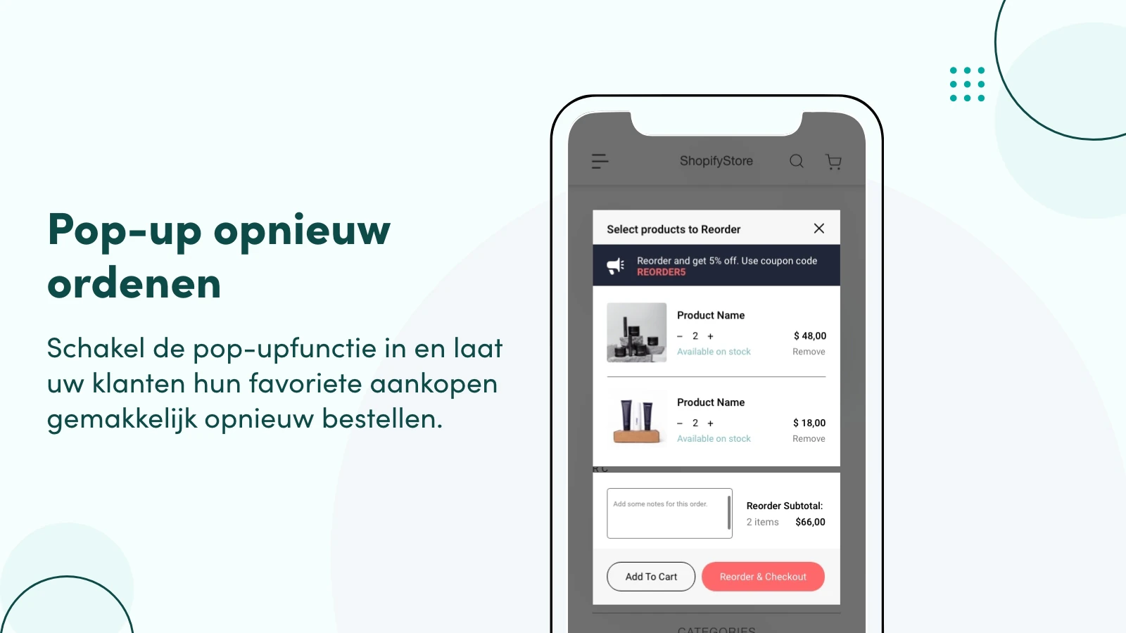 Pop-up opnieuw ordenen